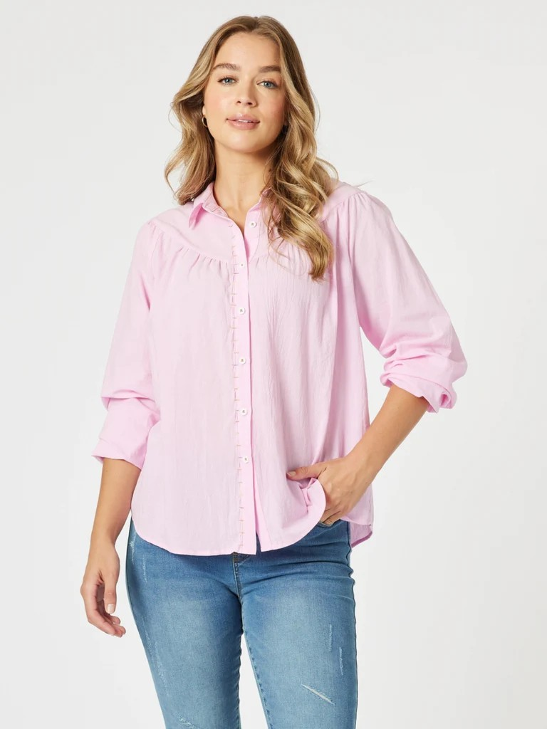 Threadz Crayon Stitch Shirt - Pink