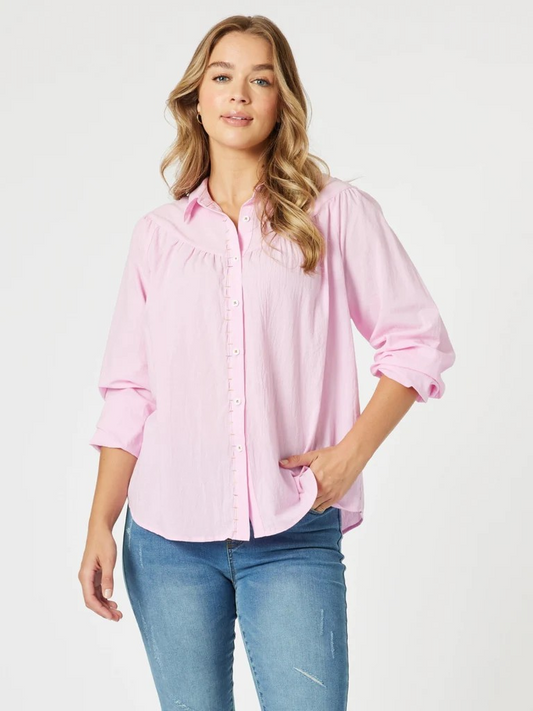 Threadz Crayon Stitch Shirt - Pink