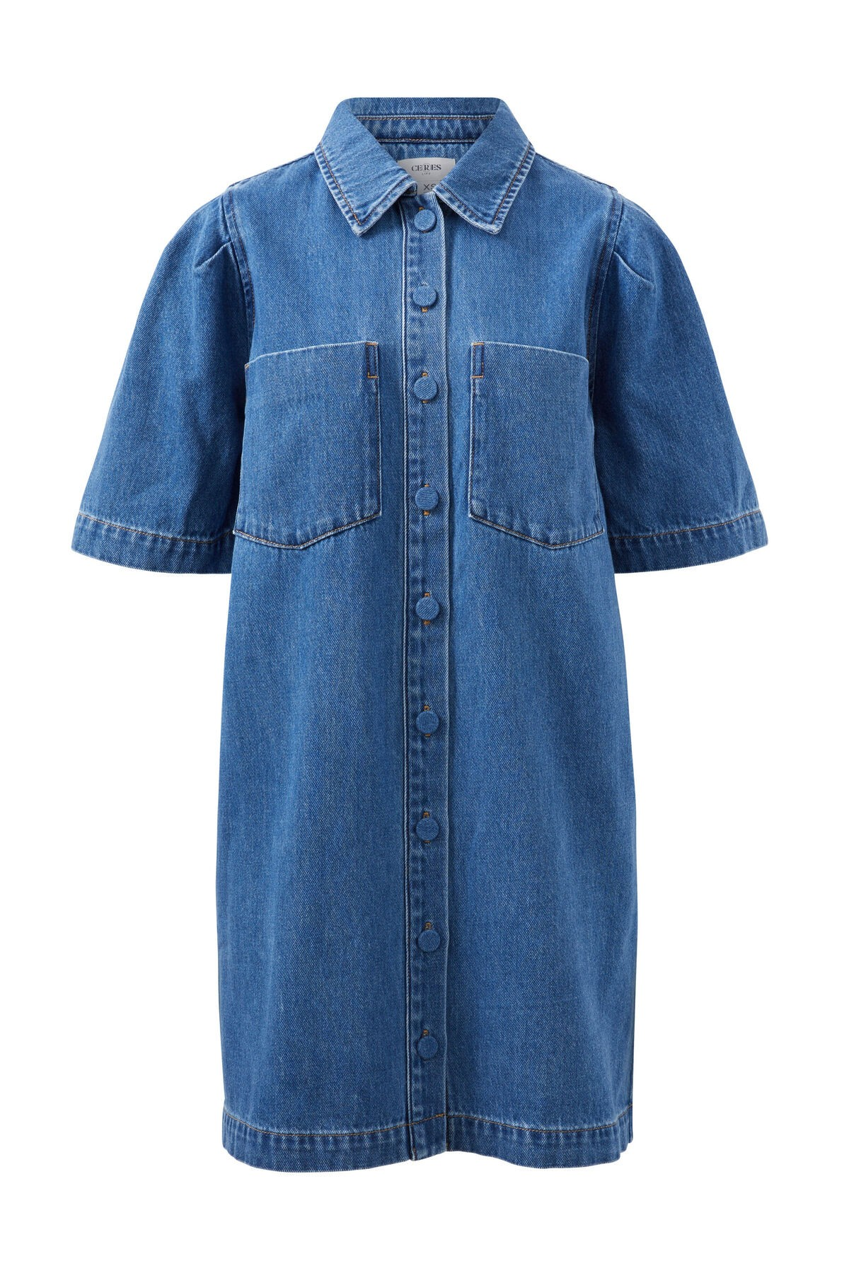 Ceres Life Dylan Pleat Sleeve Boxy Dress - Fresh Indigo