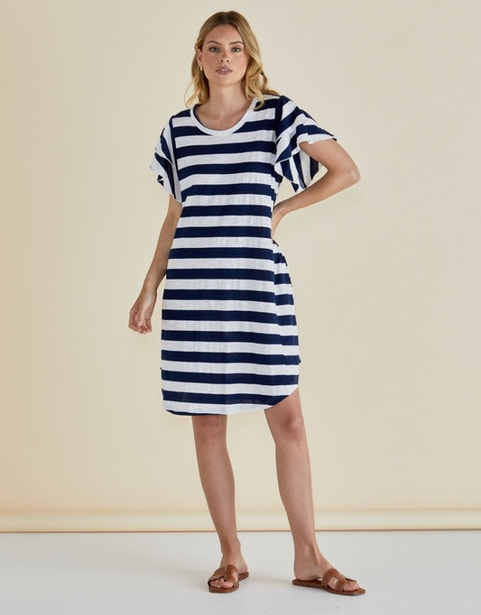 Betty Basics Sydney Tee Dress - Blue Stripe