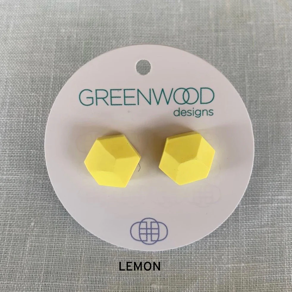 GREENWOOD DESIGNS - PLAIN ROCK EARRINGS (ASSORTED COLOURS)