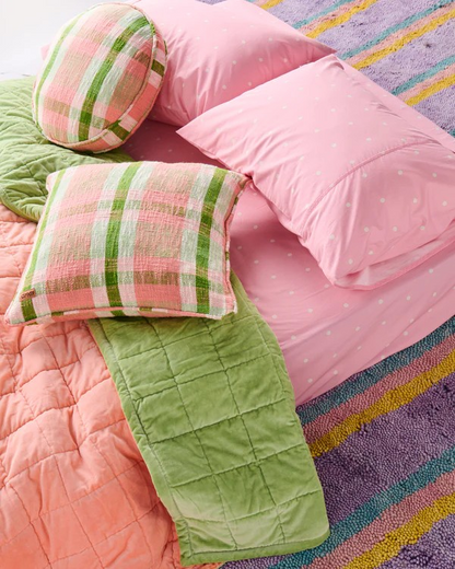 Kip and Co Pistachio Tartan Woven Pea Cushion