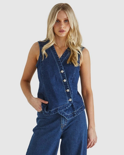 Sass Marza Vest 78 Wash Blue