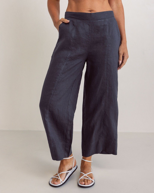 See Saw 7/8 Drawstring Linen Pant Navy