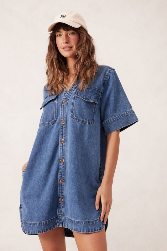 Ceres Life Relaxed Shirtdress Fresh Indigo