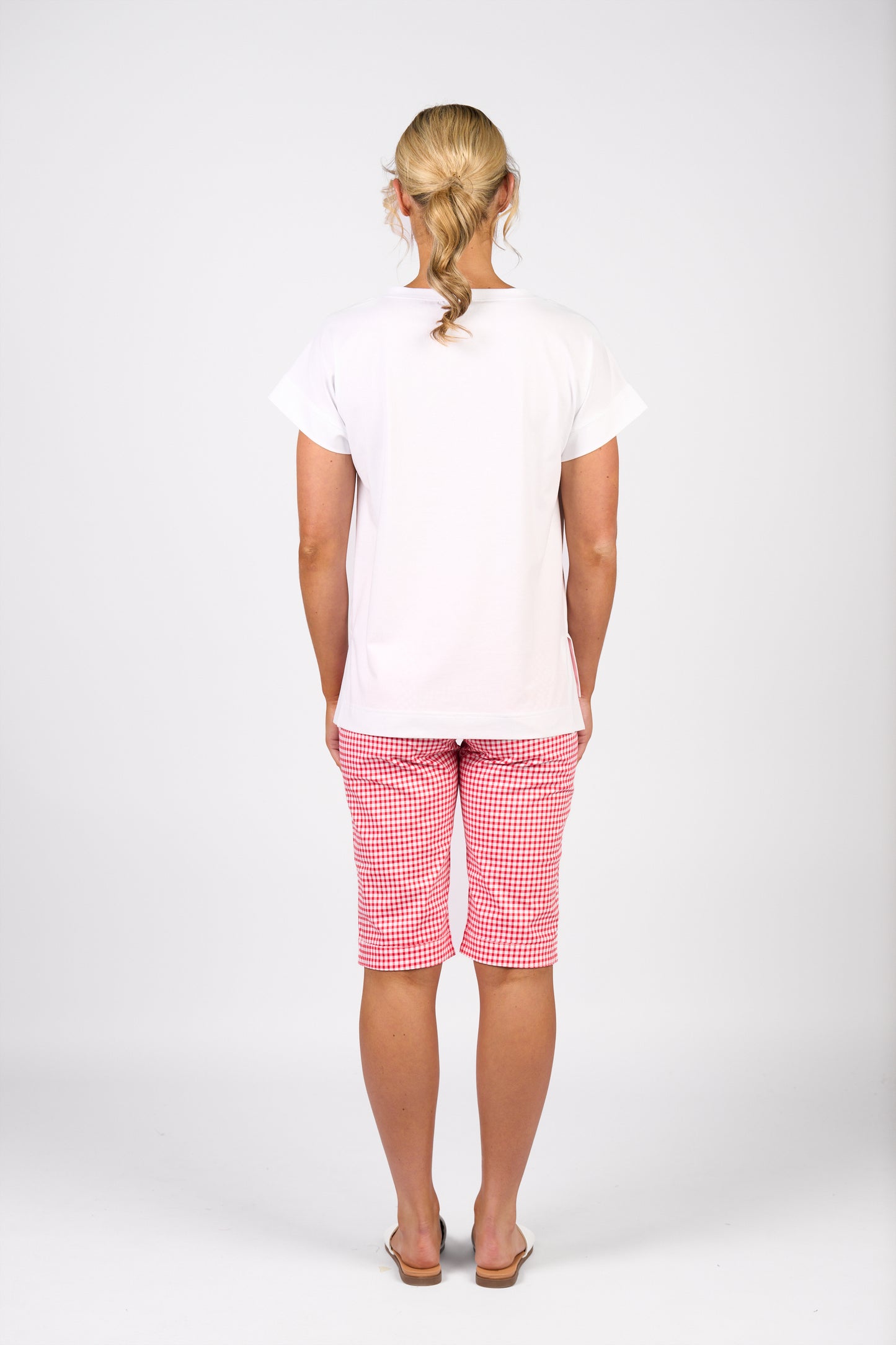 Vassalli Printed Lightweight Straight Leg Short - Red Gingham
