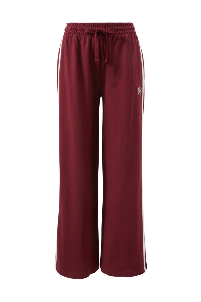 CeresLife Gigi Wide Leg Terry Trackpant Burgandy