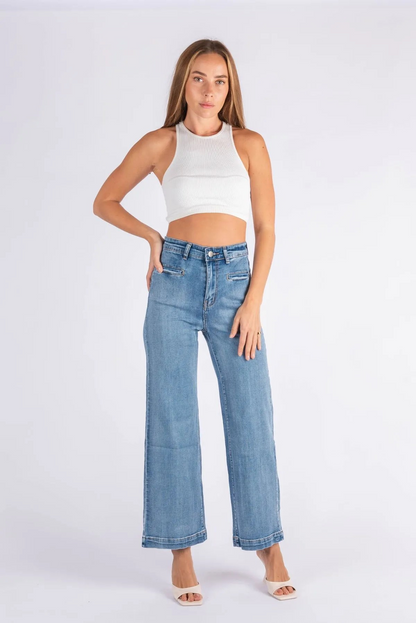 Wakee Denim Slit Pocket Washed Denim Jean