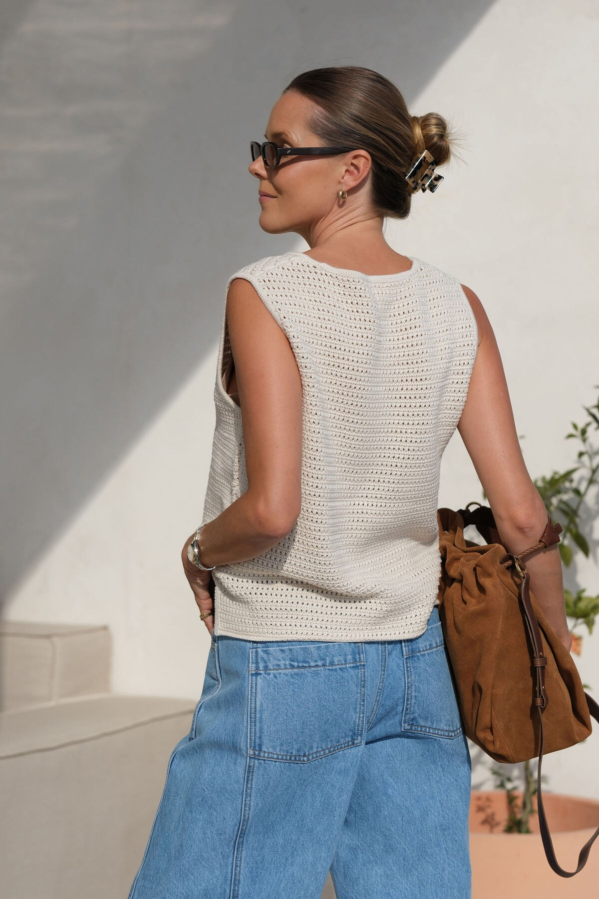 Ceres Life Margot Mesh Knit Tank - Ecru