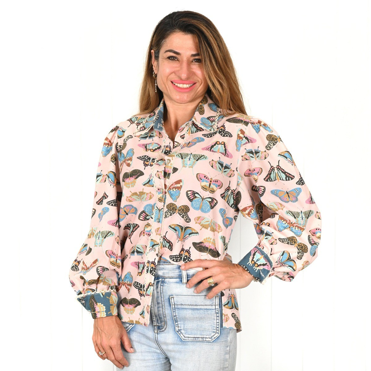 Palm Cove Emerge Pink Butterfly "Scarlett" Top