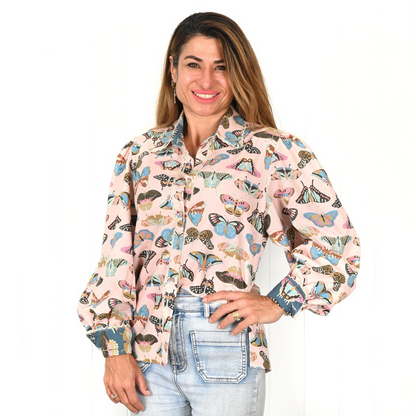 Palm Cove Emerge Pink Butterfly "Scarlett" Top