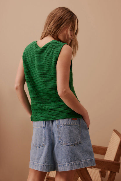 Ceres Life Margot Mesh Knit Tank - Kelly green