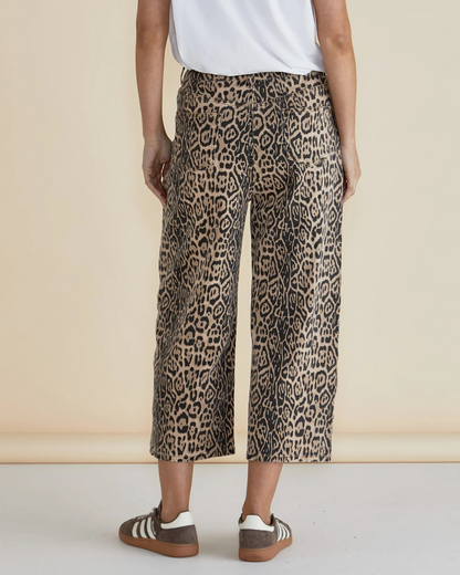 Betty Basics Bella Relaxed Crop Jeans - Leopard Print