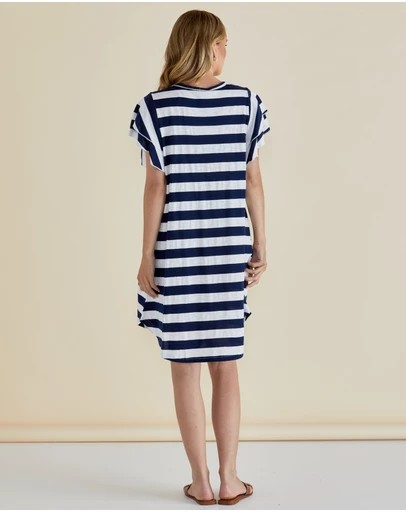 Betty Basics Sydney Tee Dress - Blue Stripe