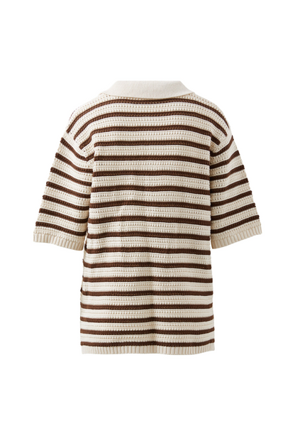 Ceres Life Molly Textured Stripe Short Sleeve Knit Tunic