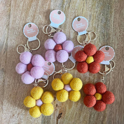 Felt Flower Keychain Charm
