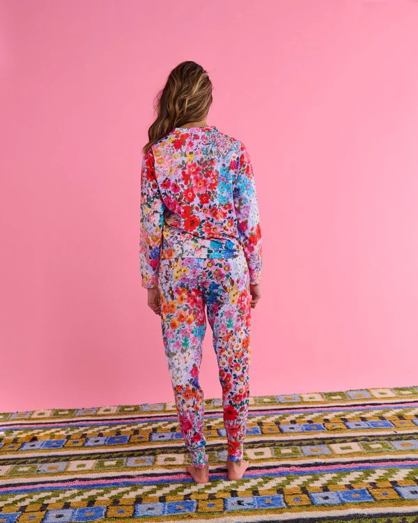 Kip and Co Forever Floral Lilac Organic Cotton Long Sleeve Top ans Slouch Pant Set