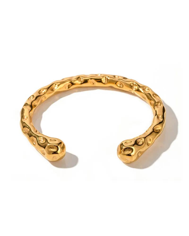 Greenwood Designs Alana Hammered Gold Textured Cuff Bangle