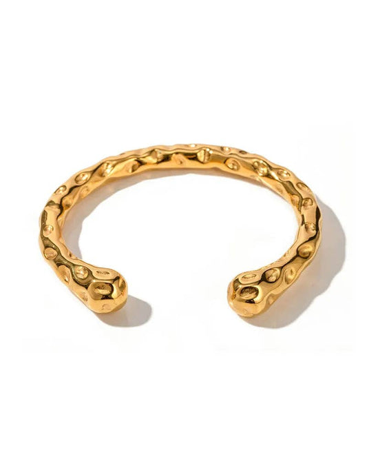 Greenwood Designs Alana Hammered Gold Textured Cuff Bangle