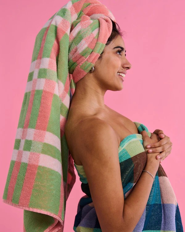 Kip and Co Pistachio Tartan Towels