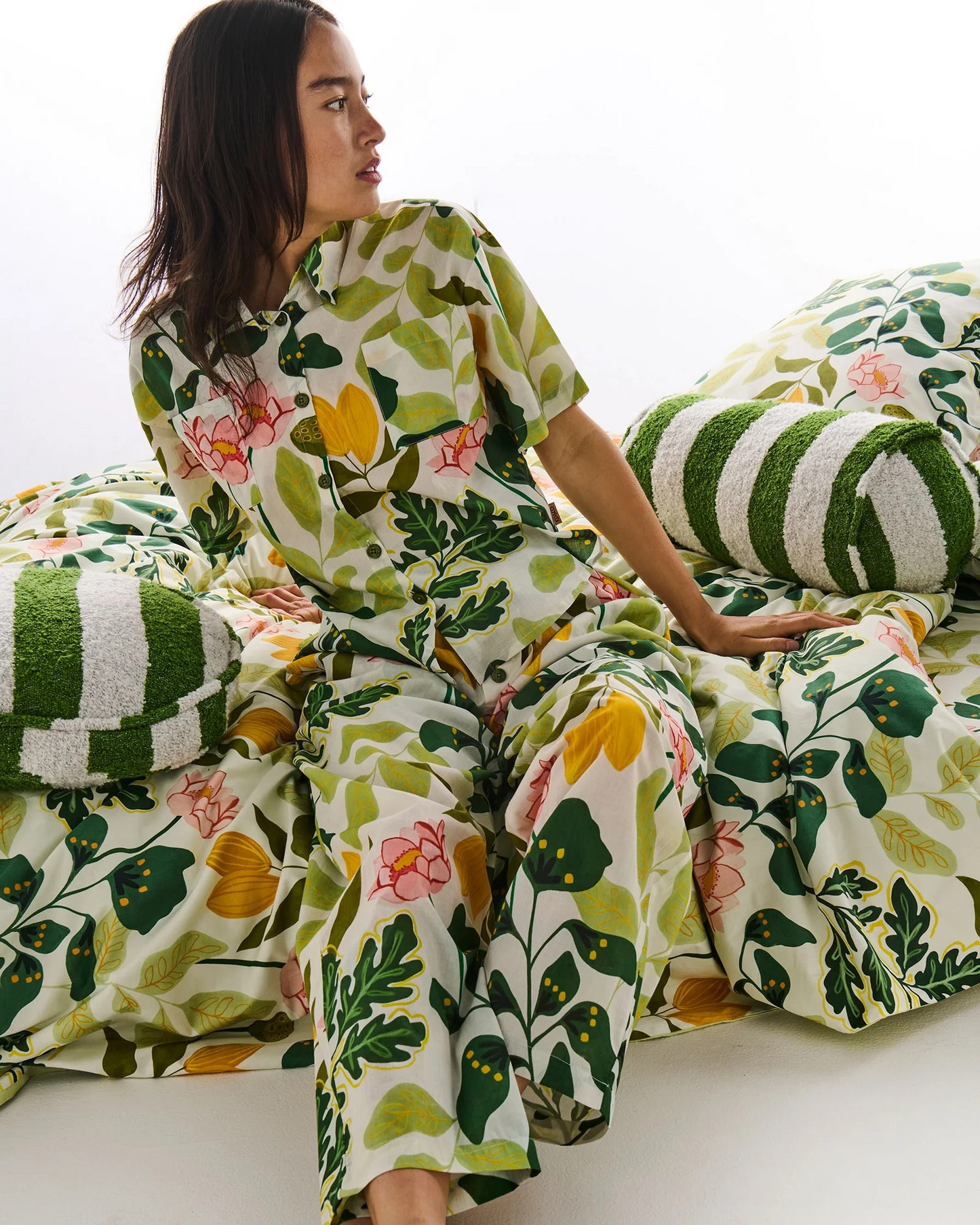 Kip And Co Wander Adult Organic Cotton Short Sleeve Shirt & Pant Pyjama Set