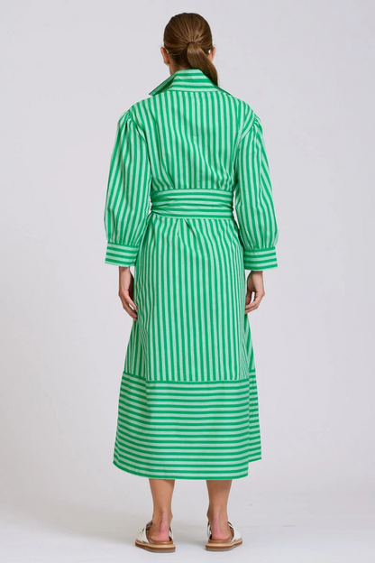 Shirty Martha Oversized Shirt Dress - Double Green Stripe