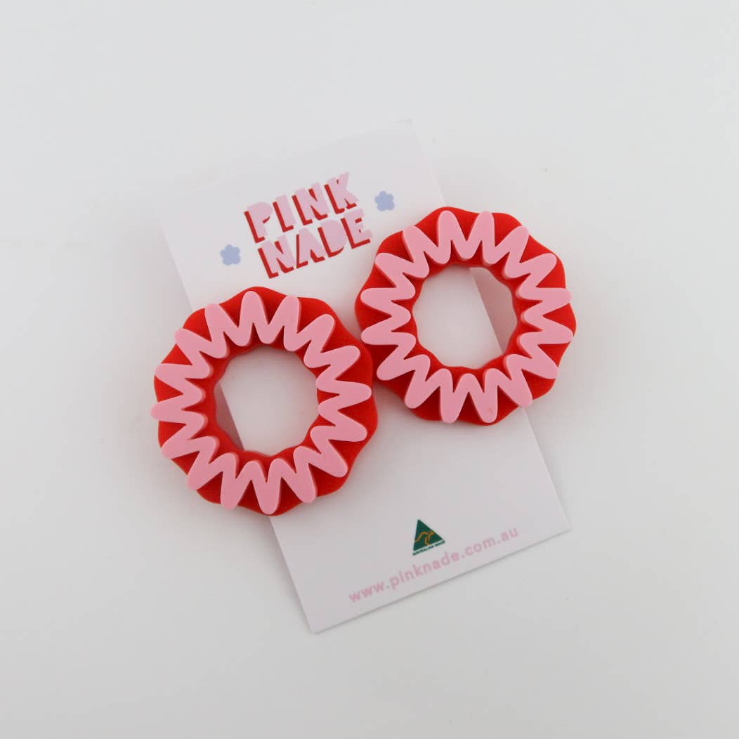 Scrunch Pink / Red  Dangle
