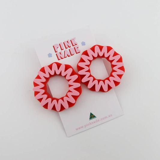 Scrunch Pink / Red  Dangle