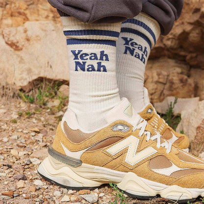 Yeah Nah Socks in White: White, OS