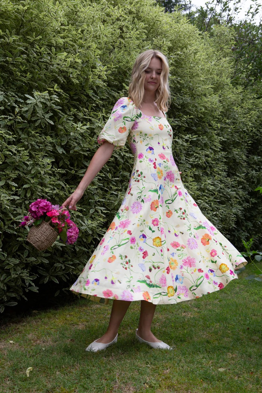 Gem The Label Lila Dreamscape Midi Dress- Butter Yellow