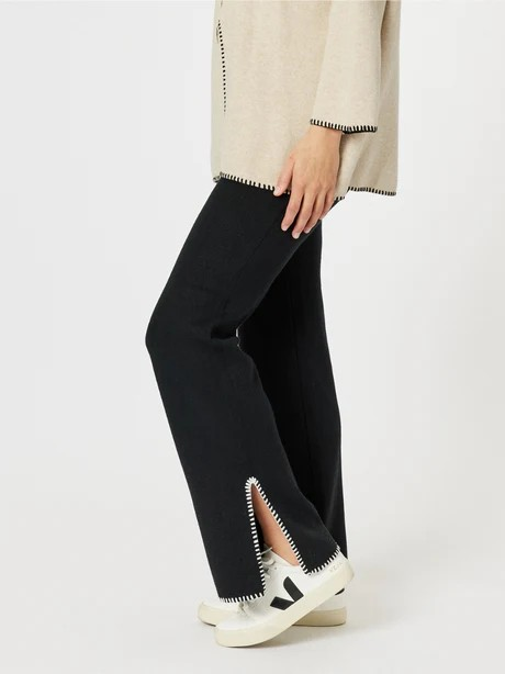 Threadz Cosy Split Hem Pant Black