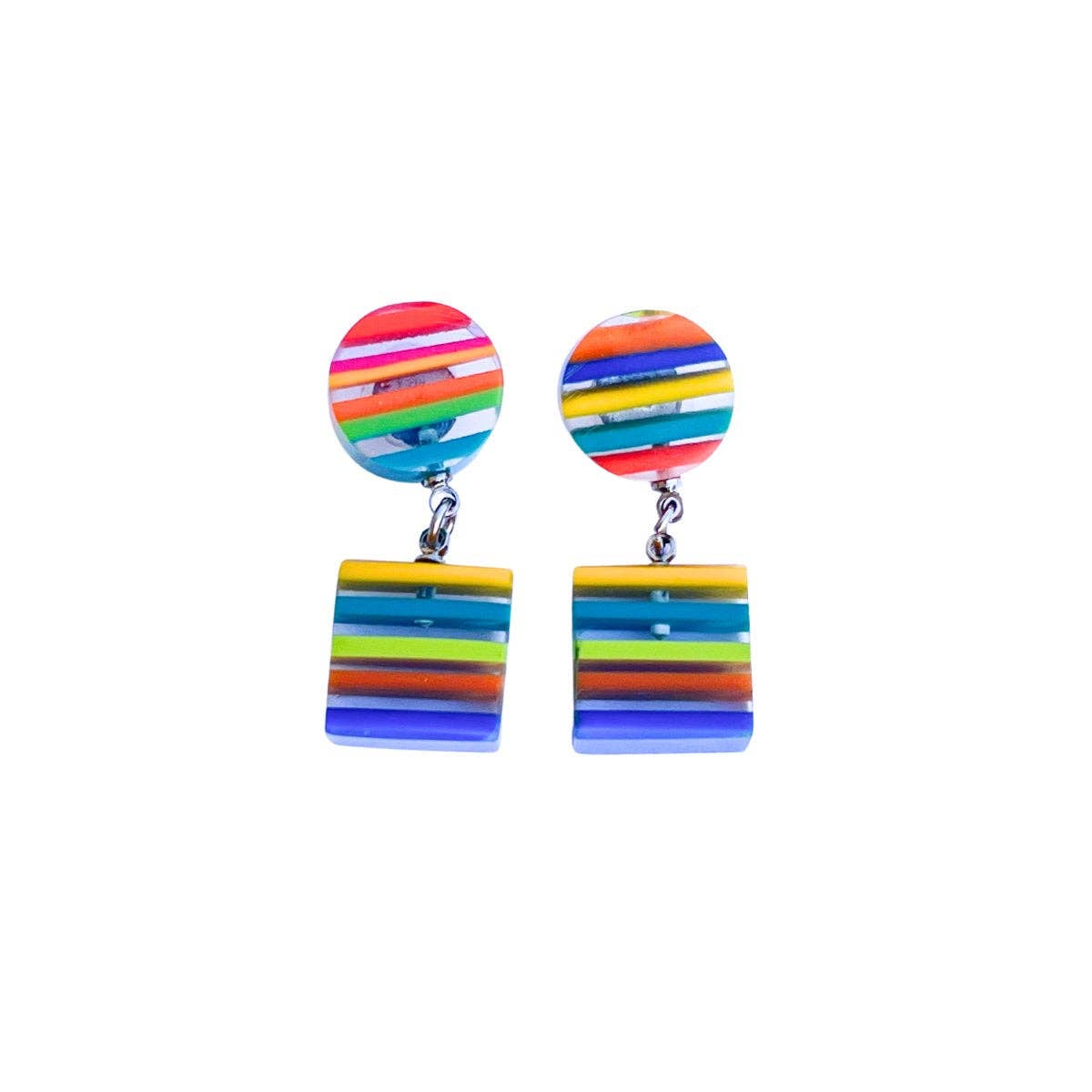 Chromatic Striped Drop Earrings: MULTI
