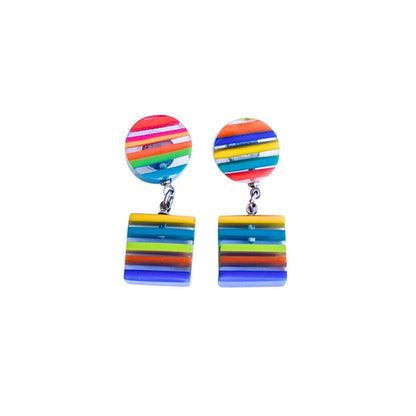 Chromatic Striped Drop Earrings: MULTI