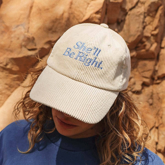 She'll Be Right Cord Cap in Nautical: Ecru, OS
