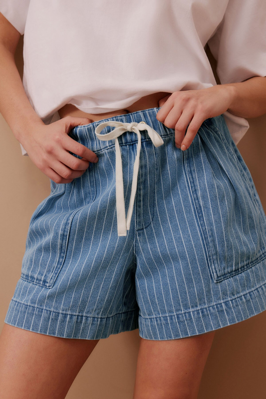 Ceres Life Darcy Relaxed Everyday Short Indigo Stripe