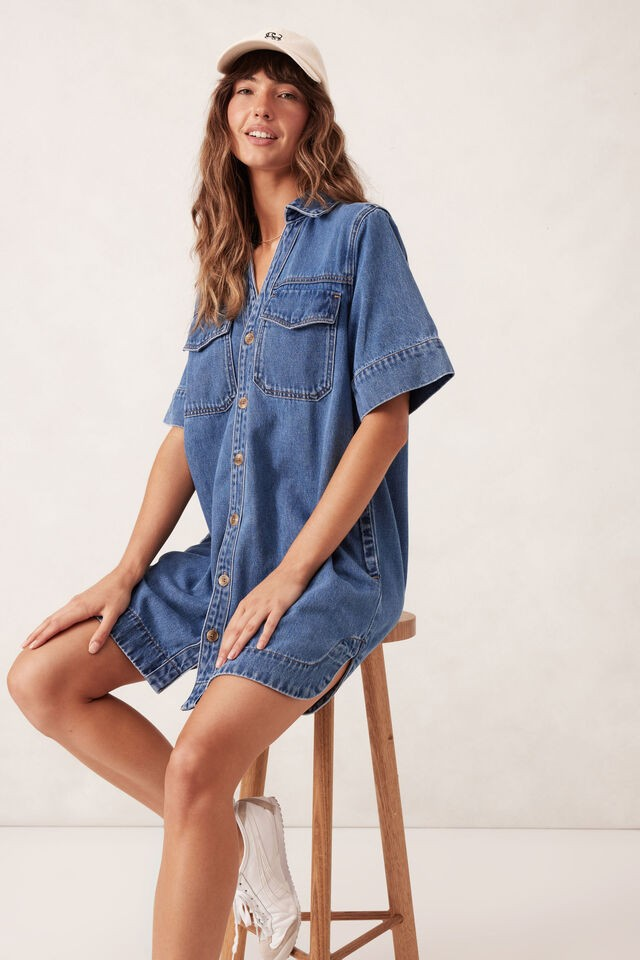 Ceres Life Relaxed Shirtdress Fresh Indigo