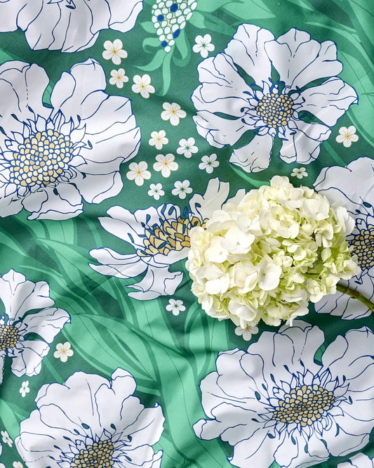 Kip and Co Tumbling Flowers Green Organic Cotton
