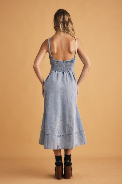 Bohemian Traders Denim Flared Slip Dress