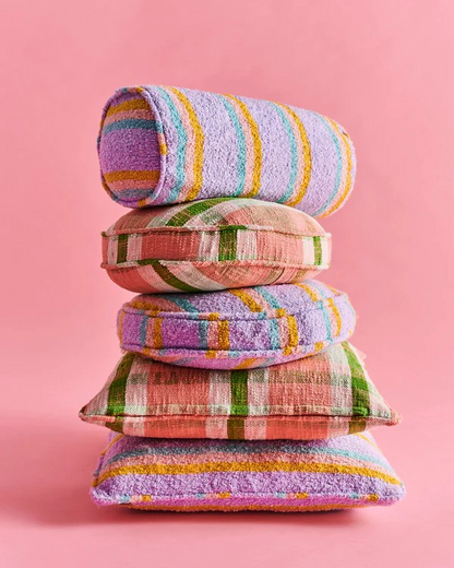 Kip and Co Pistachio Tartan Woven Pea Cushion