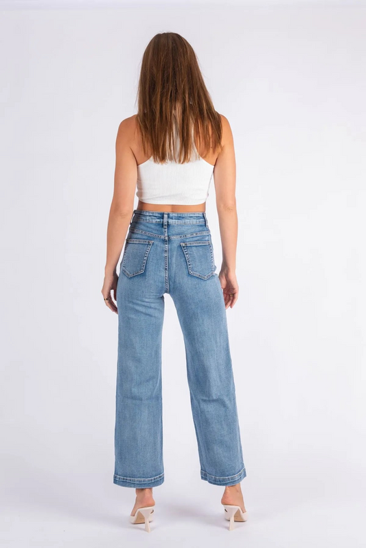 Wakee Denim Slit Pocket Washed Denim Jean