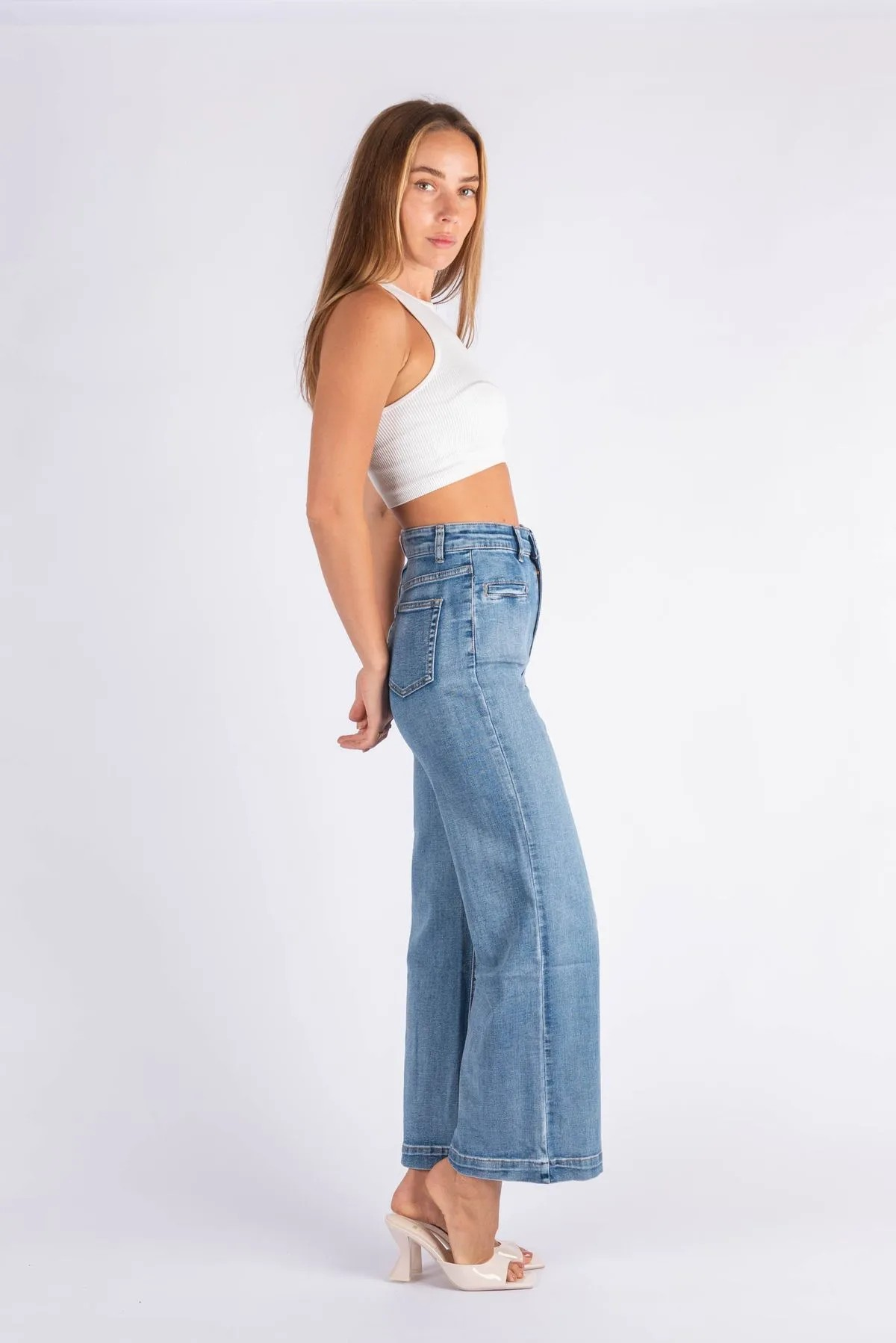 Wakee Denim Slit Pocket Washed Denim Jean