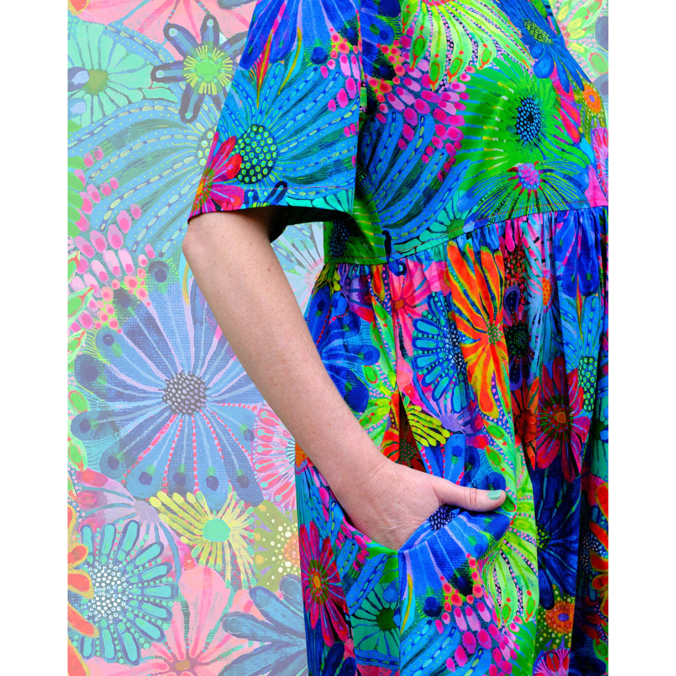Lordy Dordy Summer Smock Dress in Garden of Eden