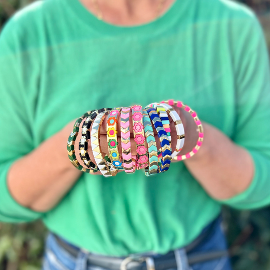 GREENWOOD DESIGNS - GOLD ENAMEL BRACELETS (ASSORTED COLOUR)