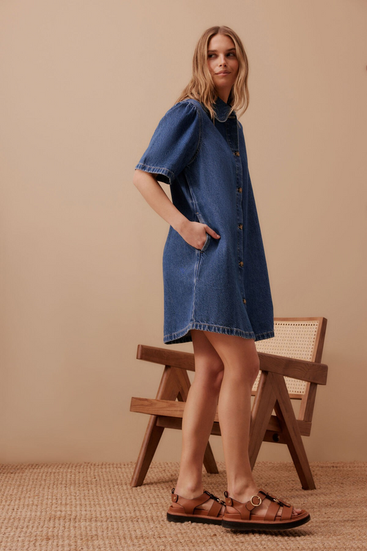 Ceres Life Sienna Denim Dress Fresh Indigo