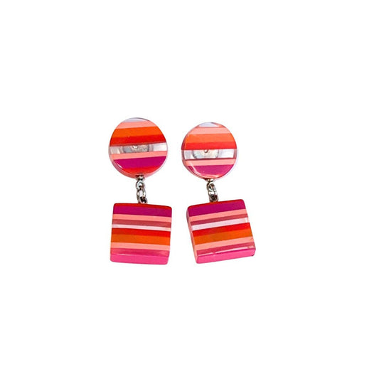 Chromatic Striped Drop Earrings: PINKMIX