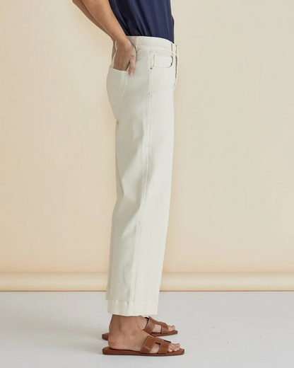 Betty Basics Willow Wide Leg Jeans Off White