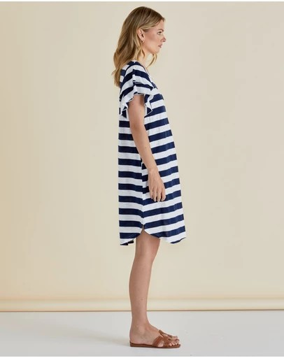 Betty Basics Sydney Tee Dress - Blue Stripe