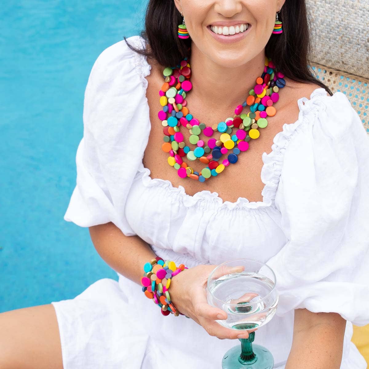 Smartie Multi Strand Wood Necklace: Multi