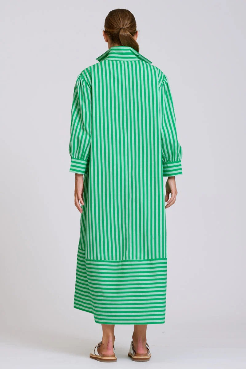 Shirty Martha Oversized Shirt Dress - Double Green Stripe