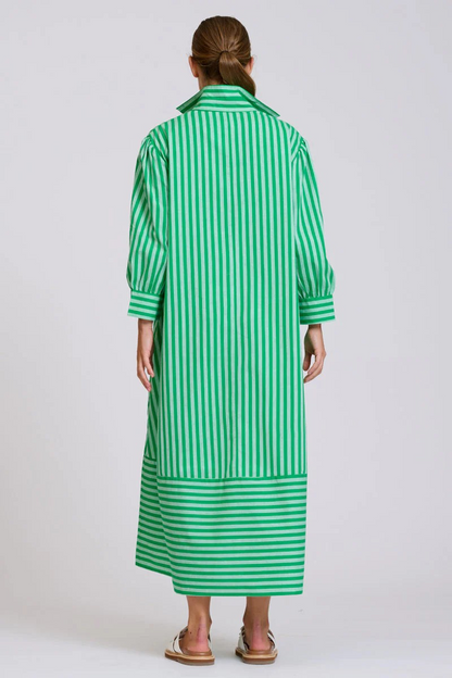 Shirty Martha Oversized Shirt Dress - Double Green Stripe